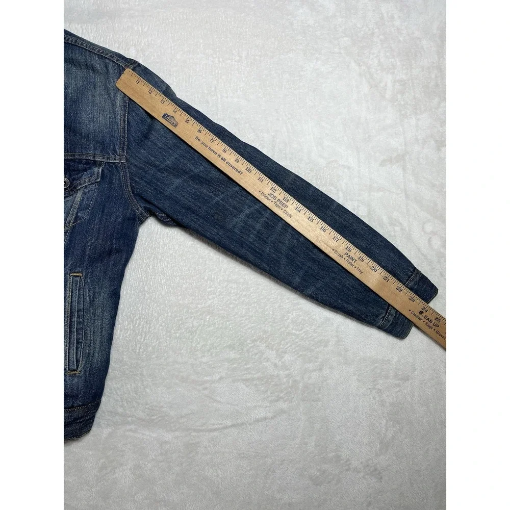 Levi Strauss & Co Mens Sherpa Lined Denim Trucker Jacket Blue Size Small S FADE